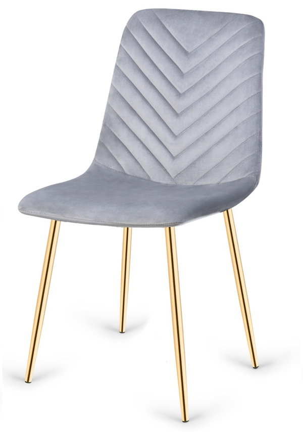 Krzeso tapicerowane TRIO VELVET LIGHT GREY GOLD